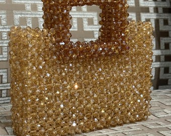 Luxury crystal bead bag, valentine's day gift for wife, crystal bag, elegant evening bag, gift for her, handmade bag, wedding guest bag