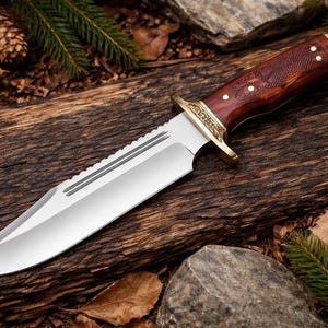 Handmade 15” Bowie Knife High Carbon Steel Blade Rosewood Handle Engraved Custom Knife | Collector Gift Knife