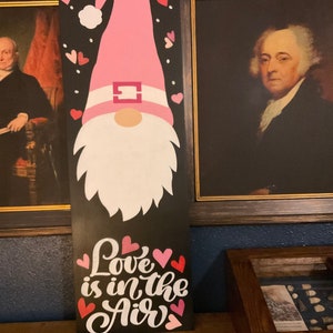 Reversible Valentines/St.Patrick’s Day(Love is in the Air/Lucky and Blessed)Gnome Wood Sign