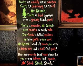 The Grinch(You’re A Mean One)Christmas Wood Sign Decor