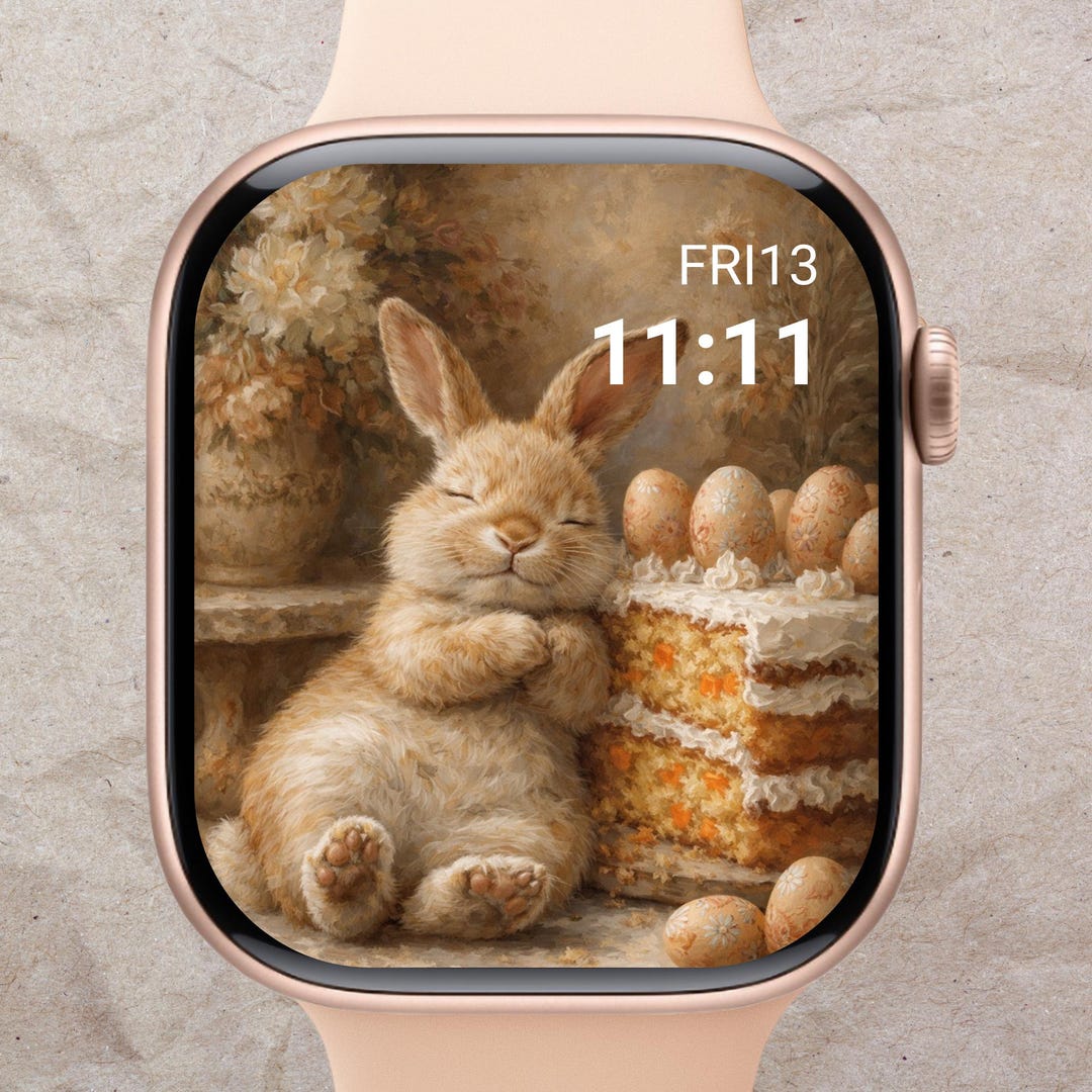 Cute Easter Bunny Apple Watch Wallpaper, Sleeping Rabbit With Carrot