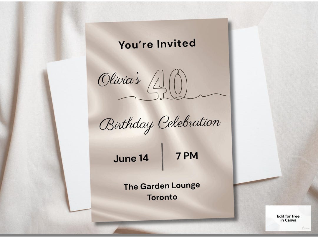 40th Birthday Party Invitation Template | Editable Canva Invite ...