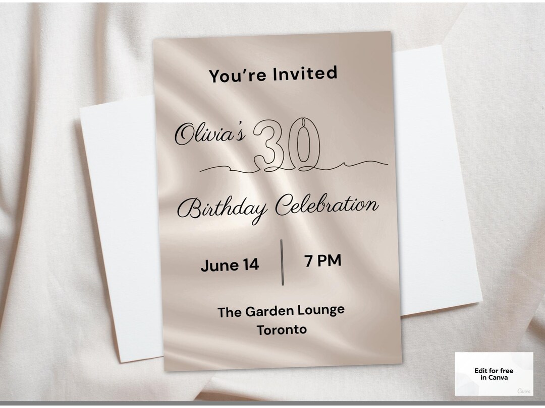 30th Birthday Party Invitation Template | Editable Canva Invite ...