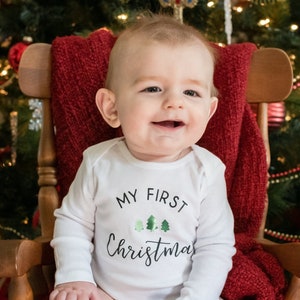 Baby boys my first Christmas outfit, Xmas photo outfit bodysuit for baby boy, girl, gender neutral twins