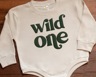 Boys wild one first birthday bubble romper, boys puff lettering bubble romper, wild one cake smash boys, oversized first birthday outfit boy