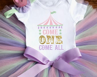 Come One, Come All first birthday outfit "Elizabeth" circus tutu, bodysuit, headband set