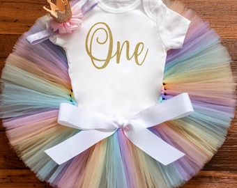 Pastel Rainbow Birthday Outfit for Girls