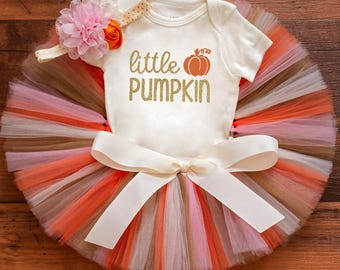 Little Pumpkin outfit for baby girl "Kambrie" fall tutu in pink and orange