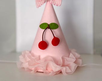 Pink Cherry first birthday hat