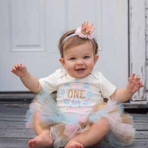 Carnival first birthday outfit girl 'Aurora Gold' ferris wheel bday outfit baby girl, cake smash tutu set, circus big top first birthday