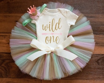 Wild one first birthday outfit girl 'Nieva Gold' pink mint and gold wild one birthday outfit, first birthday outfit girl, wild one outfit