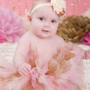 Pink and gold tutu 'Luca' first birthday tulle skirt - cake smash - 6 month photos