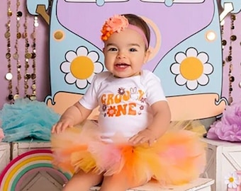 Groovy One First Birthday Outfit Girl 'sunset' Vintage 70s Hippie