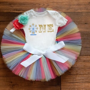 Carnival First Birthday Outfit "Maggie" Baby Girl Circus Birthday Tutu Set, Carnival Theme, Big Top Party Baby Girl Clothes