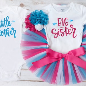 Big sister little brother gender reveal outfits 'Photo Punks' brother and sister outfit, newborn sibling outfit, boy girl outfits, tutu set