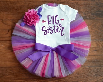 Big sister outfit "Perse" big sister outfit toddler girl big sister announcement big sister gift gender reveal outfit for big sister tutu