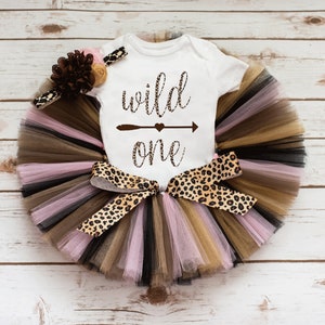 Wild one pink leopard first birthday outfit girl &quot;Mary&quot; cheetah animal print first birthday tutu set, safari theme cake smash