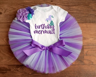 Purple Mermaid birthday outfit 'Sarah' oneder the sea cake smash tutu