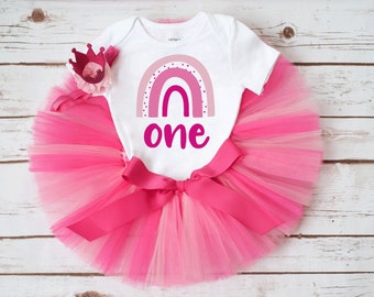 Pink Rainbow birthday outfit for girls 'Anita'