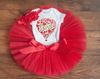 Baby girl valentines day outfit "Debra" girl valentine party outfit, valentines tutu set, first valentines day girl hot air balloon