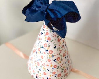 Floral first birthday hat for baby girls - wildflower cake smash prop