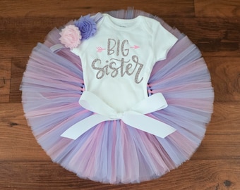 Big sister outfit "Evey" big sister outfit toddler girl big sister announcement big sister gift gender reveal outfit for big sister tutu