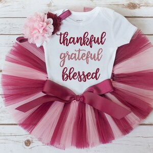 Thanksgiving outfit girl 'Caroline' Thankful grateful blessed tutu set, newborn thanksgiving tutu, fall photo outfit, toddler girl