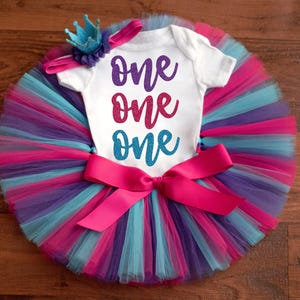 One birthday outfit girl &quot;Cort&quot; first birthday tutu set, girls first bday cake smash tutu outfit girl