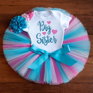 Big sister outfit &quot;Princess&quot; toddler girl sibling announcement, gift for gender reveal outfit, big sister tutu