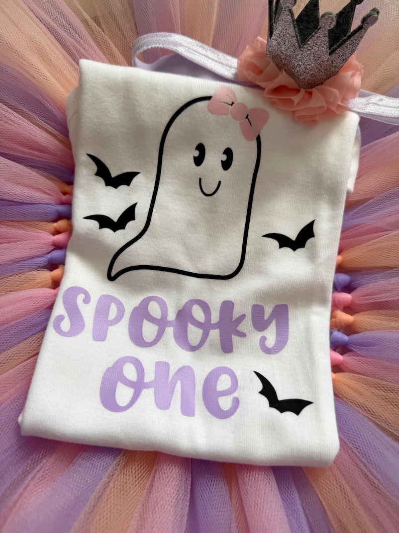 The spooky one outfit "June" pastel ghost first birthday cake smash tutu set image 13