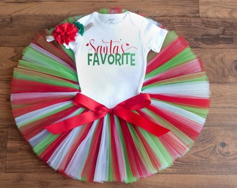 Santa's Favorite girls Christmas tutu outfit "Holly" Santa outfit girl, baby girl Christmas outfit, Christmas tutu outfit girl, photo outfit