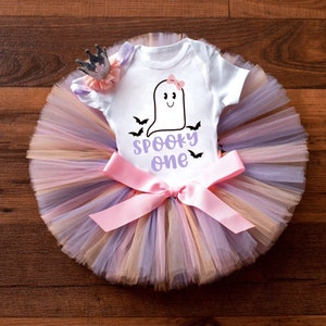 The spooky one outfit "June" ghost first boo-day outfit girl, pastel halloween birthday outfit girl, spooky one cake smash tutu set