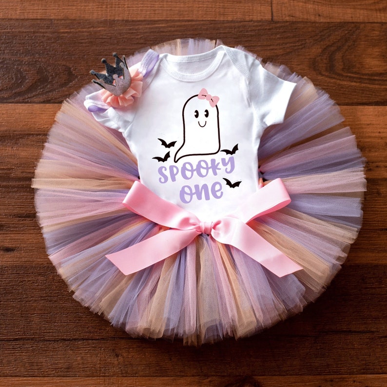 The spooky one outfit "June" pastel ghost first birthday cake smash tutu set image 1