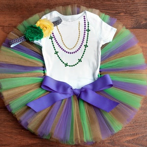 Mardi Gras Outfit Baby Girl, Toddler Girl Mardi Gras Shirt, Purple Green Gold Outfit, Girls Carnival Parade tutu set
