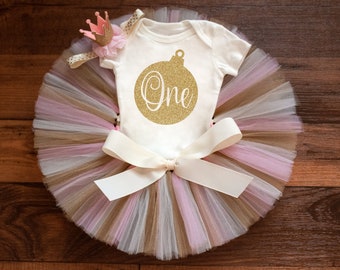 Christmas first birthday outfit pink and gold "Luca Gold" Christmas birthday outfit girl winter first birthday tutu set Christmas cake smash