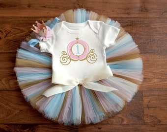 Fairytale First Birthday Outfit Girl "Aurora Gold" Once upon a time tutu set