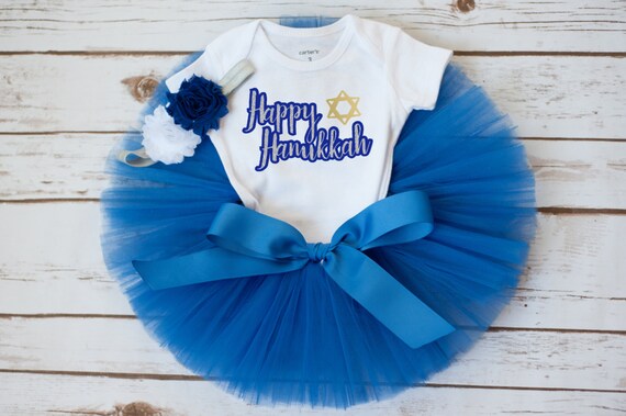 First Hanukkah Outfit for Baby Girl Holiday Photo Tutu Set