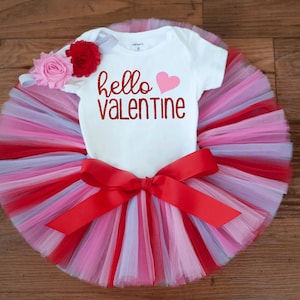 Hello valentine newborn outfit girl, little valentine outfit, baby girl valentines day tutu set valentines day baby announcement, photo set