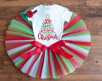 First Christmas outfit girl "Holly" first Christmas photo outfit newborn, Christmas outfit baby girl, holiday outfit girl Christmas tutu set