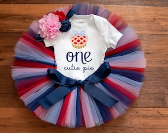 Conjunto para el primer cumpleaños de Pie - All American Girl - Conjunto para romper la tarta de arándanos Sweet as Pie