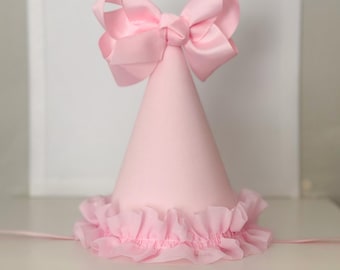 Gorro rosa para el primer cumpleaños - Gorro de fiesta para bebé niña - Accesorios para la sesión de fotos con pastel
