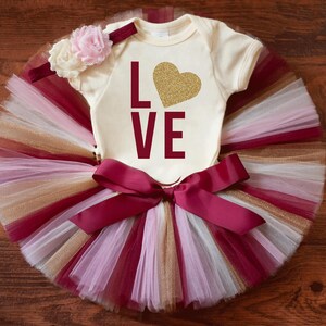 Valentines day outfit for baby girl &quot;Joy&quot; first valentines day party tutu outfit, newborn tutu set