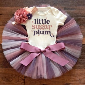Sugar plum fairy Christmas outfit girl &#39;Amelia&#39; Nutcracker first birthday, little sugar plum cake smash tutu set, winter birthday girl tutu