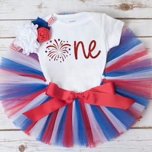Atuendo para el primer cumpleaños de Little Miss Independent "Betsy" Rojo, Blanco y Uno para aplastar pastel