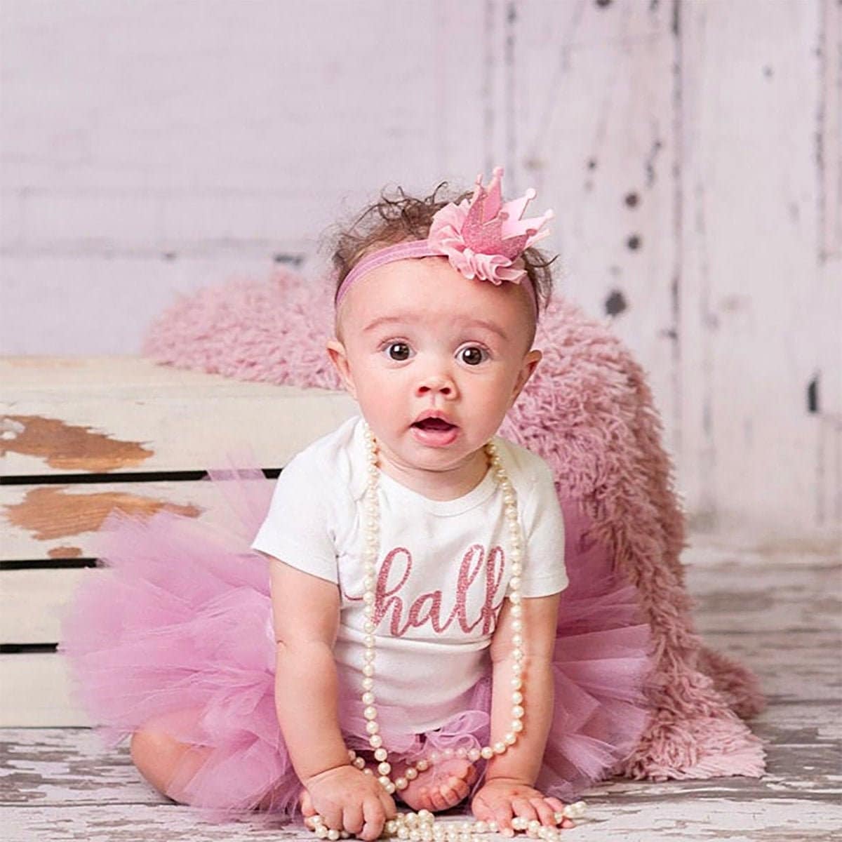 Half birthday outfit girl 'Rosy' rose gold half Etsy