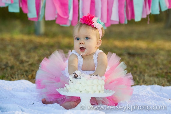 first birthday cupcake dress Cupcake Tutu Dress and matching rhinestone headband - Pink