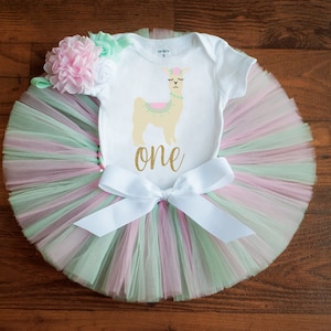 Girls Llama first birthday outfit &quot;Sylvia&quot; llama cake smash tutu set, 2nd 3rd 4th 5th, toddler girl birthday party outfit