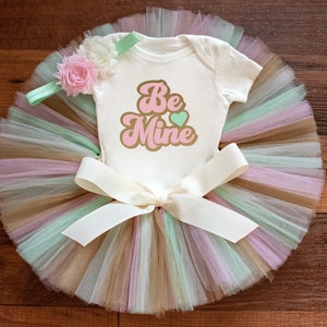 Be Mine First Valentines day outfit baby girl &quot;Nieva Gold&quot; baby my first valentines day tutu set, little sweetheart, valentine party outfit