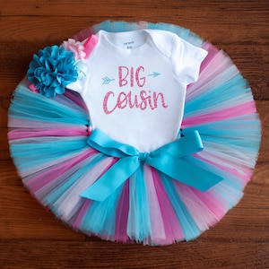 Big Cousin outfit &quot;Princess&quot; big cousin announcement, family gift for gender reveal outfit, toddler girl tutu set