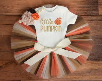 Newborn little pumpkin outfit girl "Tashia" first thanksgiving tutu set